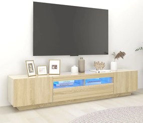 Móvel de TV com luzes LED 200x35x40 cm carvalho sonoma