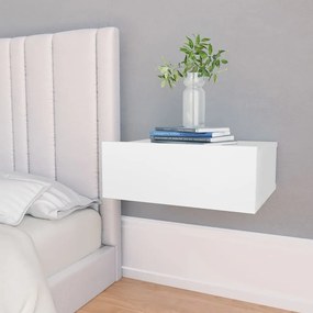 Mesa cabeceira suspensa 2 pcs 40x30x15 cm contraplacado branco