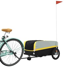 Reboque para bicicleta 45 kg ferro preto e amarelo