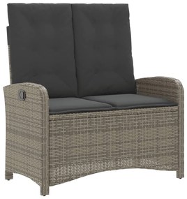 4 pcs conjunto de jantar p/ jardim c/ almofadões vime PE cinza