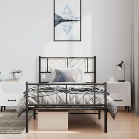 vidaXL Estrutura de cama com cabeceira e pés 100x190 cm metal preto