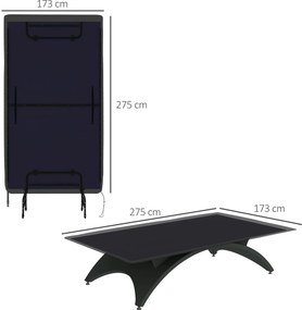 Capa para Mesa de Ping Pong com Fecho de Correr Anti-UV e Impermeável para Interior e Exterior 275x153x5 cm Preto