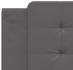 Estrutura de cama c/ luzes LED 180x200cm couro artificial cinza