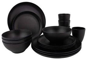 435574 Bo-Camp Conjunto louça de mesa 16 pcs Orville melamina preto