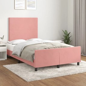 Estrutura de cama c/ cabeceira 120x200 cm veludo rosa