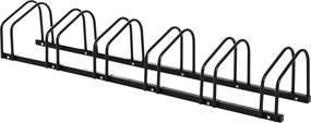 HOMCOM Suporte Estacionamento 6 Bicicletas Aço Resistente Interior Exterior 179x33x27 cm Preto Durável Fácil Montagem | Aosom Portugal
