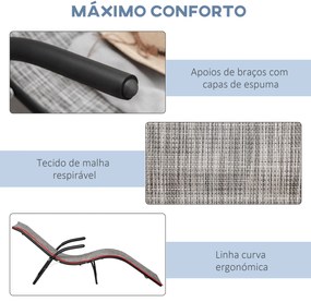 Outsunny Espreguiçadeira de Jardim com Apoio para os Braços Apoio para