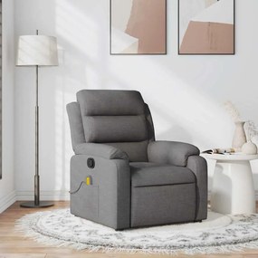 Poltrona de massagens reclinável tecido cinzento-escuro