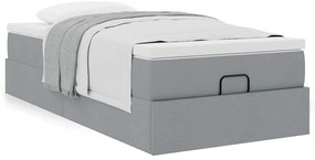 Estrutura cama otomana colchão 80x200 cm tecido cinzento claro