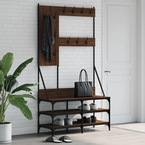 vidaXL Bengaleiro c/ arrumação calçado 100x40x184 cm carvalho castanho