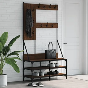 vidaXL Bengaleiro c/ arrumação calçado 100x40x184 cm carvalho castanho