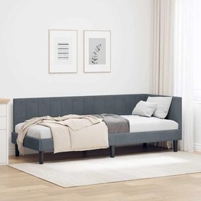 vidaXL Estrutura de Cama de Canto Cinza Escuro 80 cm x 200 cm Veludo
