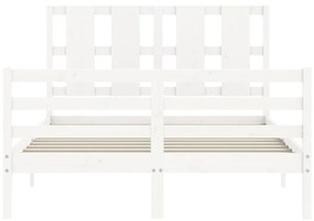 Estrutura de cama com cabeceira 120x200cm madeira maciça branco