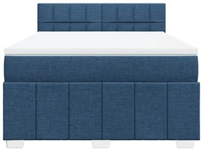 Cama com molas/colchão 140x200 cm tecido azul