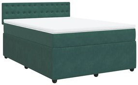 Cama com molas/colchão 140x190 cm veludo verde-escuro