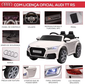 HOMCOM Carro Elétrico Audi TT para Crianças acima de 3 Anos com Contro