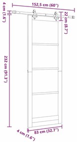 Porta Deslizante vidaXL com Conjunto de Hardware Branco 83x232 cm Made
