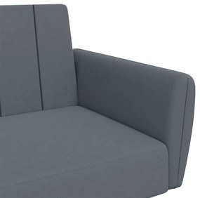Sofá-cama 2 lugares c/ apoio de pés veludo cinzento-escuro