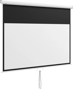 HOMCOM Tela Projeção Manual 80 Polegadas Formato 16:9 Ajustável Interior Exterior Alta Qualidade Imagem Nítida 187x8x150 cm Branco | Aosom Portugal