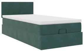 Estrutura de cama otomana colchão 90x200 cm veludo verde escuro