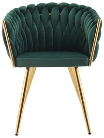 Conjunto 2 Cadeiras de Cozinha e Sala de Jantar  REGIO, metal, cromo dourado, tecido veludo verde escuro