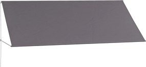 Toldo manual retrátil com inclinação ajustável, 300 x 120 cm, proteção UV, alumínio e poliéster cinzento escuro