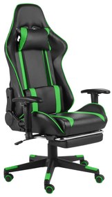 Cadeira de gaming giratória com apoio de pés PVC verde