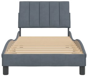 Estrutura de cama sem colchão 90x200 cm veludo cinzento-escuro