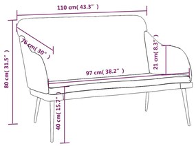 Banco 110x76x80 cm veludo cinzento-escuro