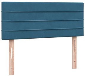 Cama com molas/colchão 120x210 cm veludo azul-escuro