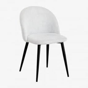 Cadeira De Jantar Estofada E Em Aço Kana Negro & Tecido Branco Quebrado - Sklum