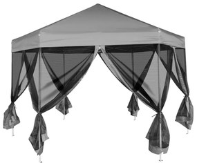 Tenda festas pop-up hexagonal, 6 paredes, cinzento 3,6x3,1m