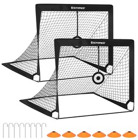 Conjunto de 2 balizas de futebol pop-up 120 x 91 x 91 cm preto