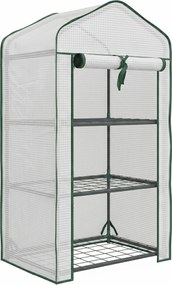 Outsunny Estufa de Jardim de 3 Níveis Estufa de Terraço com 3 Prateleiras para Cultivo de Plantas Flores 59x39x127 cm Branco | Aosom Portugal