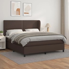vidaXL Cama com molas/colchão 160x200 cm couro artificial castanho