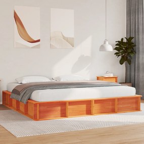 vidaXL Estrutura de Cama com Armazenamento Elevável, Castanho Wax, 180 x 200 cm, Madeira de Pinho Sólido