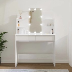 vidaXL Toucador com LEDs 96x40x142 cm branco brilhante