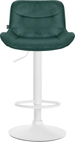 Banco alto em veludo com estrutura branca 85-106 x 49 x 51 cm verde