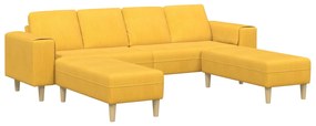 vidaXL Sofá Amarelo Claro 250 x 188 x 76 cm Tecido de Veludo Cotele