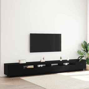 Estante de TV vidaXL com luzes LED Carvalho Preto 300x35x40 cm em madeira engenheirada