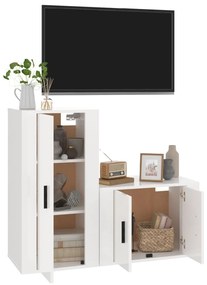 2 pcs conjunto móveis de TV derivados madeira branco brilhante