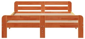 Cama sem colchão 140x200 cm madeira pinho maciça castanho-mel