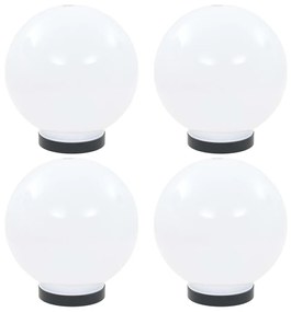 vidaXL Candeeiros esféricos LED 4 pcs 20 cm PMMA