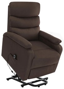 vidaXL Poltrona elevatória de massagens tecido castanho