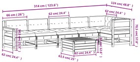 7 pcs conjunto lounge de jardim c/ almofadões pinho impregnado
