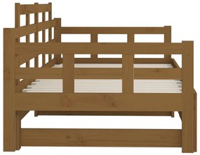 Estrutura sofá-cama de puxar pinho maciço castanho 2x(90x190)cm