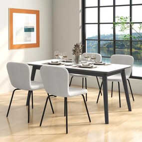 Conjunto de 4 cadeiras jantar modernas estofadas com encosto e pernas de metal para sala de estar e jantar 47 x 58 x 86 cm Bege