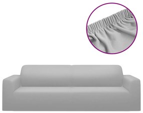 Capa de sofá elástica 3 lugares jersey de poliéster cinzento