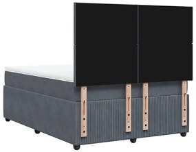 Cama com molas/colchão 140x190 cm veludo cinzento-escuro