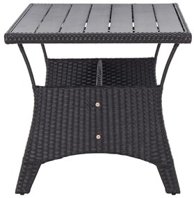 Mesa de jardim 120x70x66 cm vime PE preto
